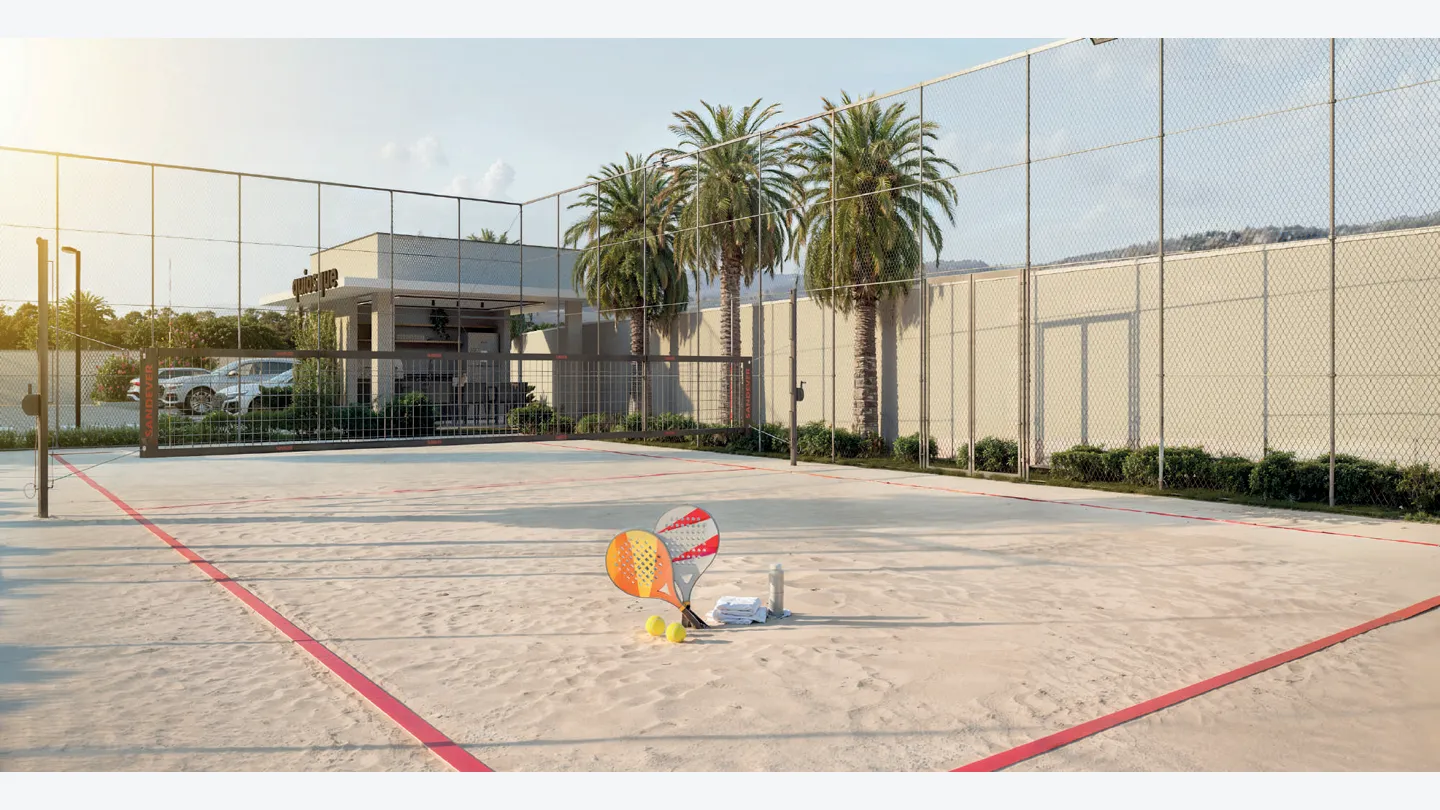 Imagem de quadra de beach tennis do Residencial Gonçalves.