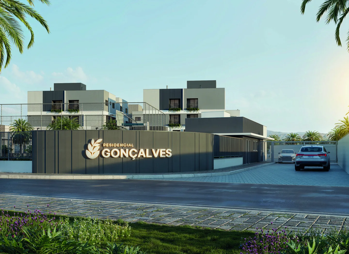 Imagem da fachada e acesso ao Residencial Gonçalves.